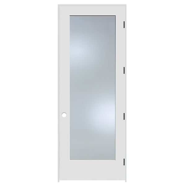 Trimlite Primed 1Lite Clear Tempered Glass Interior French 71/4" LH Prehung Door Matte Black Hinges 3080pri1501NPCLETLH10B714 - main